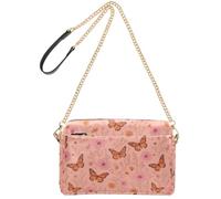 FRODOTGV Women Shoulder Crossbody Handbag 2.5L Capacity | Waterproof PU Leather Full Printed Design Zipper Compartments Easy To Clean Beach Outdoor Activities Butterfly Amber