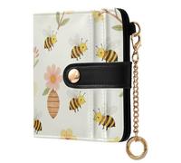 FRODOTGV Women Wallet Full Print Pattern Large Bill Compartment Compact Size Minimalist Daily Use Watercolor Bee Garden