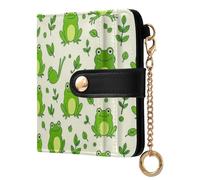 FRODOTGV Women Wallet Full Print Pattern Large Bill Compartment Compact Size Minimalist Outdoor Activities Frog Sketch