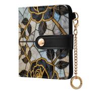 FRODOTGV Women Wallet PU Leather Anti-Theft Scan Bifold Design Minimalist Daily Use Black Rose