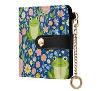 FRODOTGV Women Wallet Waterproof PU Leather Large Bill Compartment Portable Stylish Daily Use Frog Bloom