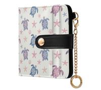 FRODOTGV Women's Card Case PU Leather Compact Women's Wallet for Women/Ladies Boho Tribal Sea Turtle Coral