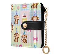 FRODOTGV Women's Card Case Small RFID Blocking Bifold Slim Card Holder for Women/Ladies Curious Monkey Cake
