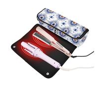 FRODOTGV Women's Large Curling Iron Travel Case with Iron Mat Hair Styling Tool Organizer for Flat Irons Hot Tools and Haircare Accessories, Red Stripes, Geometry Evil Eye White, One Size