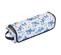 FRODOTGV Women's Large Curling Iron Travel Case with Iron Mat Hair Styling Tool Organizer for Flat Irons Hot Tools and Haircare Accessories, Red Stripes, Ocean Shark Masco, One Size