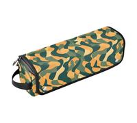 FRODOTGV Womens Large Hot Hair Tools Travel Bag and Heat Resistant Mat Double-Layer Carrying Case for Flat Irons, Straighteners, Hand Drawn Ginkgo, Green Camouflage Texture Illustrations, One Size