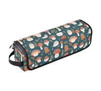 FRODOTGV Womens Large Travel Bag for Hair Tools and Heat Resistant Mat Double-Layer Carrying Case for Flat Irons, Straighteners, Holiday Christmas Cookies, Fairytale Retro Woodland Mushrooms and