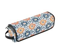 FRODOTGV Womens Portable Curling Iron Travel Case with Heat Resistant Mat Essentials Storage for Straighteners, Hair Dryer, Seamless Pattern Red Roses, Seamless Asian Traditional Patterns, One Size