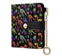 FRODOTGV Women's Wallet Front Pocket Compact Women's Wallet for Women/Ladies Rainbow T-rex Dinosaur