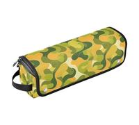 FRODOTGV Women's Waterproof Hair Tool Travel Bag with Iron Mat Carrying Case Organizer for Hot Tool Flat Irons Hair Volumizer Styler, Mardi Gra with French Lily, Green Camouflage Texture Illustrations