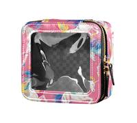 FRODOTGV Yellow Duck Cartoon Cute Clear Makeup Bag for Girls Women Nail Polish Organizer Toiletry with Zipper, Seamless Pattern Horse Flat Style Watercolor, One Size