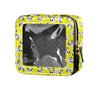 FRODOTGV Yellow Panda Mini Clear Makeup Bag Clear Toiletry Bag Skin Care Bag for Women, Yellow Panda, One Size
