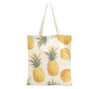 FRODOTGV Yellow Pineapples Reusable Tote Bag | Polyester Canvas Tote Bag with Magnetic Snap Closure