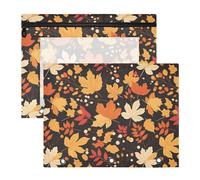 FRODOTGV Yellow Red Maple Leafs Pencil Bag Pouches with Zipper 3-Holes Pocket for A4 Paper Letter 2 Pack Teacher Class Supplies