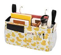 FRODOTGV Yellow Rubber Animal Duck Cute Bedside Storage Caddy with Fixed Straps and Water Bottle Holder Hanging Organizer for Books Mobile Phones Keys Water Bottle