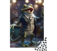 Frog 1000 Pc Thickened Paper Gentleman Frog Puzzle Grown-Ups Relaxation Hobby Easy Store Engaging Teaser 52x38cm/1000pcs