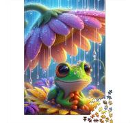 Frog 1000 Piece Jigsaw Frog Under Flower Puzzle Stressful Workers Anxiety Relief Cognitive Training Leisure Activity 38x26cm/1000pcs