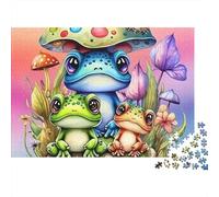 Frog 1000 Piece Mushroom Stack Cardboard Jigsaw Puzzle for Adults 14+ Senior Centre Activity Stress Relief Home Leisure Time Casual Gamers Gift 38x26cm/1000pcs