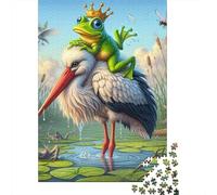 Frog 1000 Pieces Eco-Friendly Paper Frog on StorkPuzzle Adult Hobbyists Portable Mind Decompression Hours Entertainment 38x26cm/1000pcs