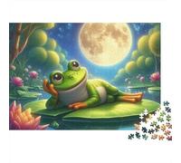 Frog 1000 Pieces Moon Frog Recycled Cardboard Puzzle for Kids 12+ Rainy Day Indoor Activity Brain Training Team Building Social Icebreaker 38x26cm/1000pcs