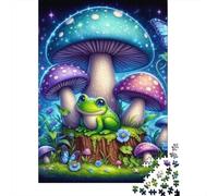 Frog 1000 Pieces Thickened Jigsaw Frogs Under Mushrooms Puzzle Grown-Ups Easy Store Relaxation Hobby Teaser 52x38cm/1000pcs