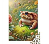 Frog 1000 Pieces Thickened Paper Toad with Rose Puzzle Grown-Ups Easy Store Relaxation Hobby Engaging Teaser 38x26cm/1000pcs