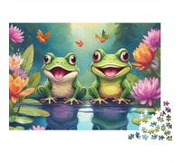 Frog 1000 Pieces Two Frogs Premium Cardboard Jigsaw Puzzle for Adults Parent-child Interaction Senior Citizens Staycation Entertainment Limited Edition 52x38cm/1000pcs
