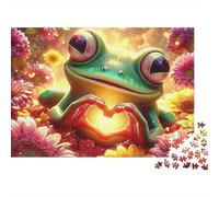 Frog 1000pc Love Heart Frog Heavy-duty Cardboard Jigsaw Puzzle for Brain Teaser Lovers Team Building Leisure Entertainment Social Icebreaker Value for Money 52x38cm/1000pcs