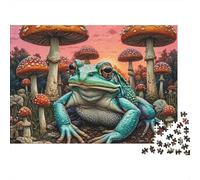 Frog 1000pc Mushroom Frog Thick Cardboard Jigsaw Puzzle for Stress Relief Seekers Christmas Gathering Home Decor Idea 38x26cm/1000pcs