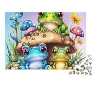 Frog 1000pc Mushroom Frogs Thick Cardboard Jigsaw Puzzle for Stress Relief Seekers Christmas Gathering Home Decor Casual Gamers Staycation Entertainment 52x38cm/1000pcs