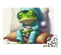 Frog 1000pc Sleepy Frog Thick Cardboard Puzzle for Stress Relief Seekers Christmas Gathering Home Decor Senior Centre Activity Classroom Puzzle Gift 38x26cm/1000pcs