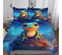 Frog 3D Comforter Cover Set - Brushed Microfibre Bedding Set Duvet Cover with Pillowcases, Soft Poly Cotton Quilt Cover 3 Pcs For Boys, Girls And Teenagers King (220x240cm)