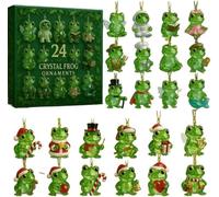 Frog Advent Calendar 2025, 24 Days Christmas Countdown Calendar with 24 Unique 2D Crystal Frog Ornaments, 2025 Frog Advent Calendar, Holiday Surprise Gift for Frog Lovers, Forest Dreamers (Green-1 Pc)