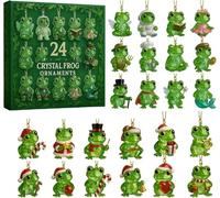 Frog Advent Calendars 2025, 24 Day Christmas Countdown Calendar With 2D Acrylic Mini Frog Figures,Crystal Frog Ornament Gift,Frogs Collectible Set Hanging for Christmas Tree