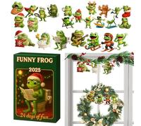 Frog Advent Calendars 2025, 24 Days 2D Flat Frog Christmas Countdown Calendar, 2D Flat Acrylic Frogs Tree Decorations For Party Family Holiday Season Home