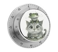 Frog and Cat Kitchen Timers for Cooking 60 Minute Wind Up Timer, Magnetic Back, Visual Mechanical Timer with Loud Alarm, Manual Countdown Timers for Classroom Home Gym Tanning