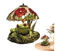 Frog and Flower Stained Lamp | Frog and Flower Table Lamp, Rustic Garden Stained Glass Design, for Nightstand Kitchen Dining Room Offices Desk Counter Nursery Home Bedroom
