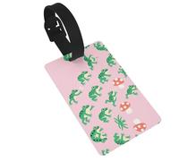 Frog and Mushroom Luggage Tags for Suitcases, PVC Suitcase Tag with Secure Strap Suitcase Identifier with Privacy Name Card for Travel Bag Tags Personalized Baggage Tag for Women Men