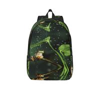 Frog And Rain Canvas Backpack Laptop Bag Adjustable Straps Vintage Casual School Travel Outdoor Work Camping