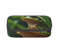 Frog and Rain Print Fashionable Functional Pencil Case Convenient Daily Use Storage Makeup Toiletries