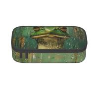Frog and Rain Print Large Storage Pencil Case Pen Bag School Supplies Travel Students Professionals