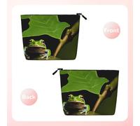 Frog and Rain - Themed Makeup Bag - Waterproof Hemp Cosmetic Pouch for Travel, Daily Use & Gifts (9.5x6.7x2in)