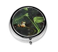 Frog and Rain This Small, Round, Three-Compartment Travel Pill Box is Perfect for Storing Daily medications, Vitamins, and on-The-go.