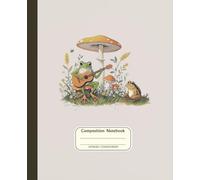 Frog and Toad Jam Session Composition Notebook, Guitar Nature under Mushroom, Folk Whimsy, for Teens Girls Boys School Office Work Journal, 7.5 x 9.25 Inch, College Ruled, 110 Pages