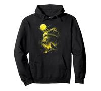Frog and Wolf Howling to the Moon Vintage Graphic Pullover Hoodie