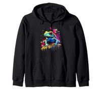 Frog Artwork Colorful Splash Wildlife Nature Toad Animal Art Zip Hoodie