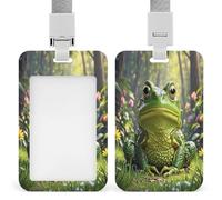 Frog Badge Holder Waterproof Plastic ID Card Badge Holders with Lanyard Vertical Card Case Protector Pouch Clear Window Work Badges for Women Men