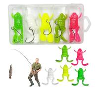 Frog Bait for Bass Fishing, Artificial Bait Set with 5 Pieces Soft Artificial Bait, Realistic Flexible Frog Bait with Hook for Perch, Salmon, Trout, Zander, Catfish, River Bass, Lake, Sea, Swamp