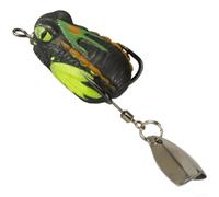 Frog Bait Lure 6.2cm Made of Stainless Steel with Dual Bionics Sequin Effect and Natural Movement for Bass Blackfish Fishing (Black)