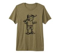 Frog Basketbal Men Women Grumpy Frog Playing Baseball Premium T-Shirt